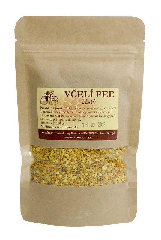 Včelí peľ kvetový 100g Včelí peľ vzniká spracovaním peľových zrniek z vyšších rastlín. Včely ich zbierajú a nosia do úľa na tretom páre nôh v košíčku...