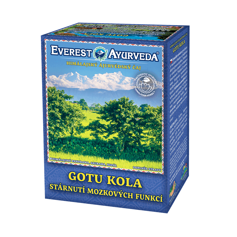 Gotu kola himalájsky čaj 100g Čaj pre povzbudenie mozgových funkcií. Stimuluje ochabnutú pamäť a schopnosť koncentrácie Prispieva k normálnemu fungovaniu...