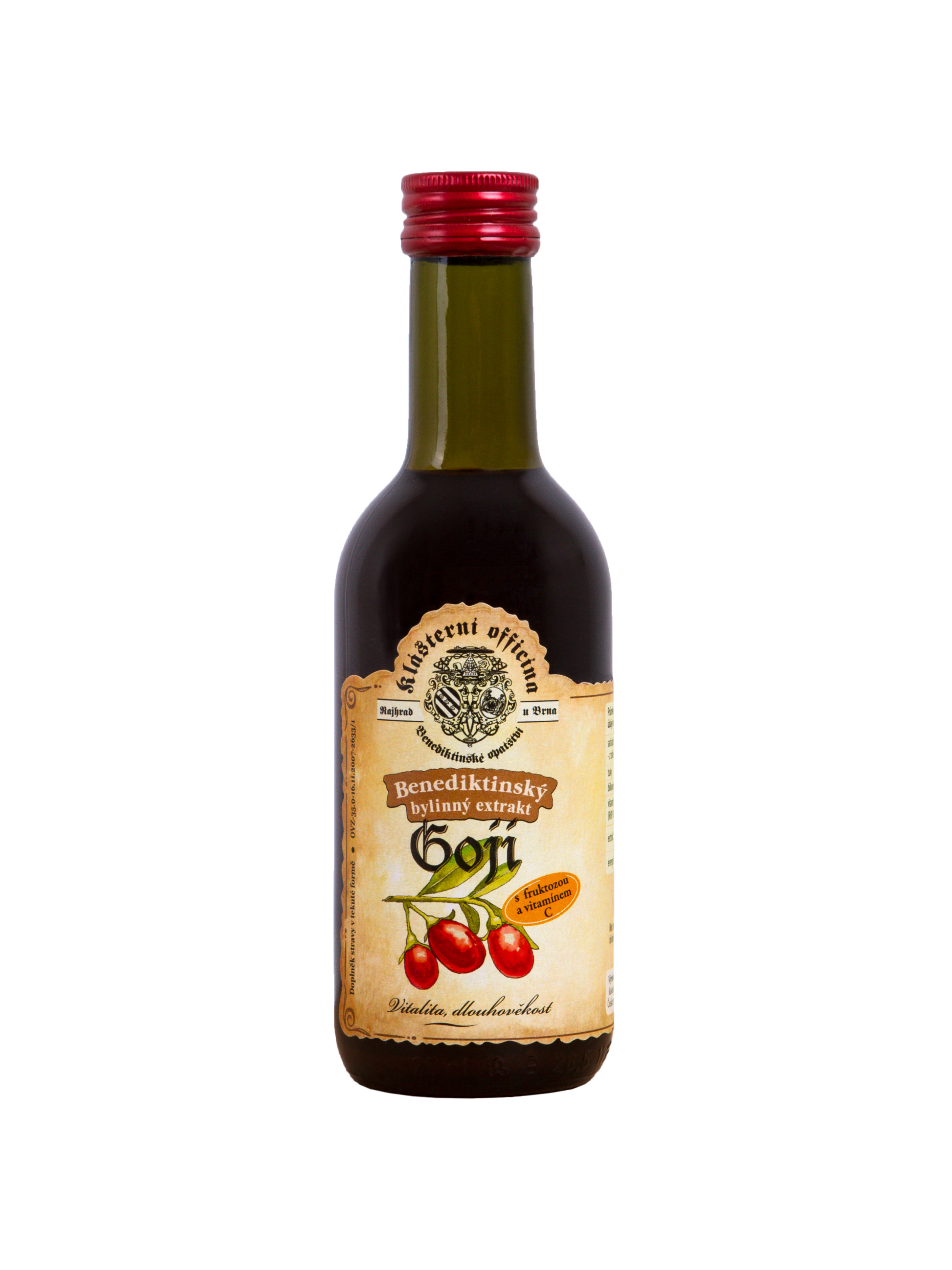 Goji sirup 250ml Goji - kustovnica čínska, to je čínske tajomstvo dlhovekosti. „Godži“ sa odporúča pri dlhovekosti, vitalite a sexuálnej potencii. ...