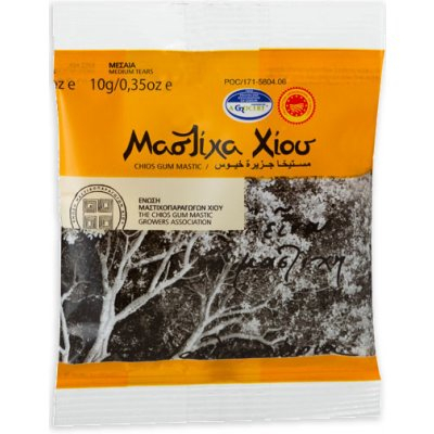 Chioská Masticha kryštály 10g Chioská masticha (100%) vo forme kryštálov sa odporúča na bielenie zubov, dezinfekciu ústnej dutiny a výraznej redukcii ústneho...