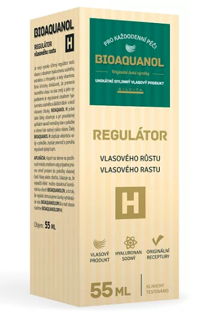Bioaquanol H 55ml Bioaquanol H je vysoko účinný regulátor rastu vlasov s obsahom kyseliny hyaluronovej, extraktov z chrupavky a rady vitamínov. Bioaquanol H...