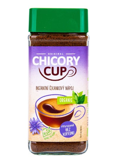 CHICORY CUP instantná BIO káva z čakanky 100g Pražená kávovinová zmes z čakanky je osviežujúci nápoj bez kofeínu, ktorý má lahodnú chuť aj vôňu. Základ kávového nápoja v bi...