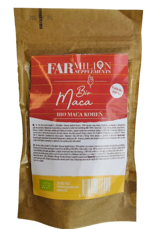 Maca BIO - 240 tabliet Maca (Lepidium meyenii) sa radí k tradičnej juhoamerickej medicíne, ktorá je často prezývaná aj