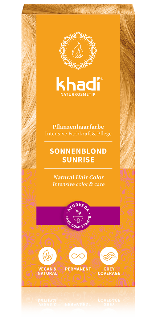 Khadi rastlinná farba na vlasy SLNEČNÁ BLOND 100g Závan leta vo Vašich vlasoch – čisto prírodná, sýta slnenčná blond. Výsledná farba závisí od podkladovej farby Vašich vlasov. Na...