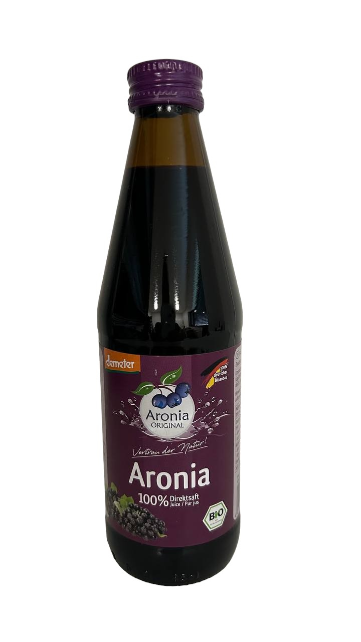 Arónia šťava 100% BIO 0,33 l Arónia šťava 100% BIO je čistá šťava z prvého lisovania plodov arónie. Neobsahuje konzervanty a je vhodná aj pre vegánov. Je bez pridani...