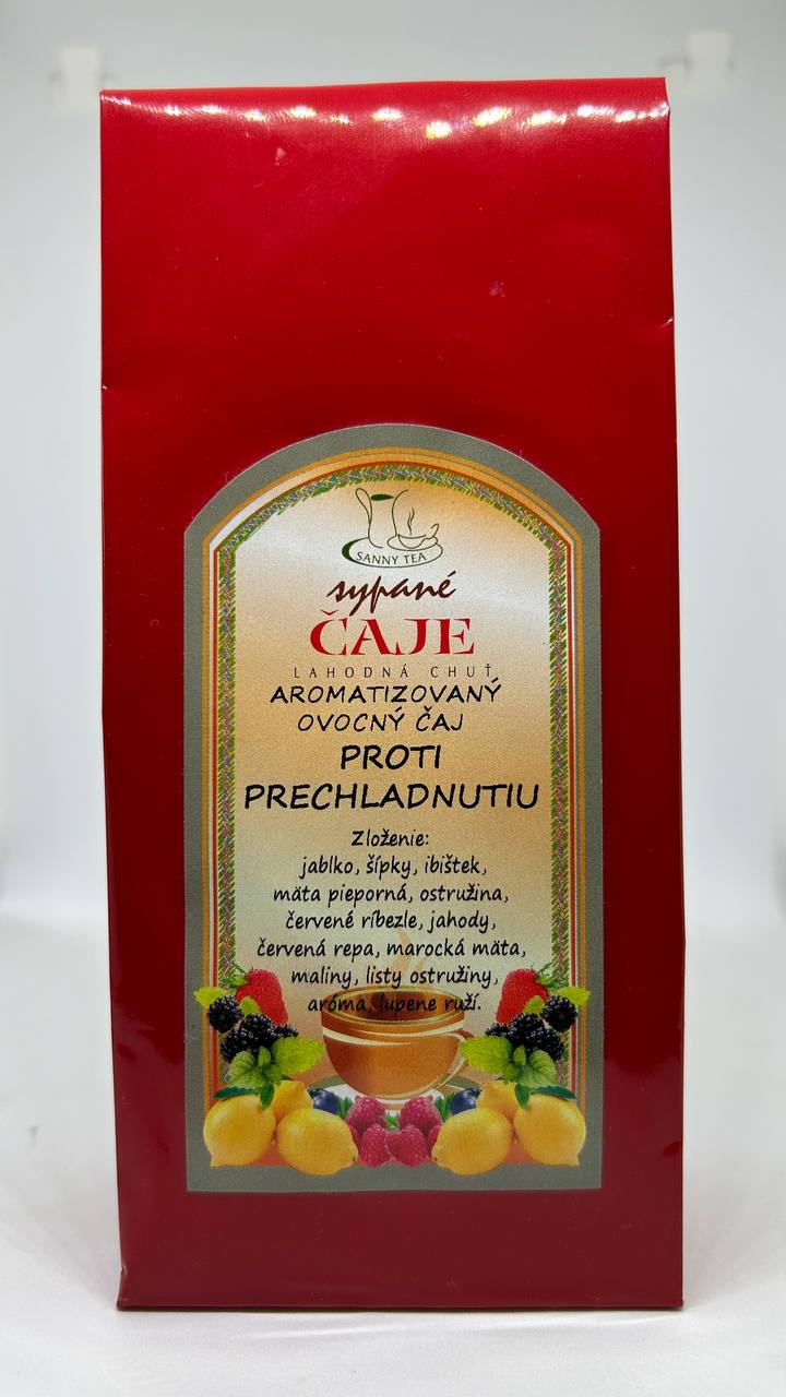 Proti prechladnutiu - ovocný čaj 50g Výborný ovocný čaj pri prvých príznakoch prechladnutia. Môže sa piť každý deň v období prechladnutia, alebo chrípky.Zloženie: jablko...