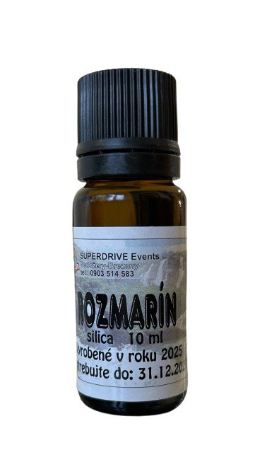 Rozmarín - silica 10ml ROZMARÍN – pôsobí proti únave, podporuje koncentráciu, zaháňa úzkosť, pomáha pri nachladnutí a chrípke, je vhodný na masáže pri...