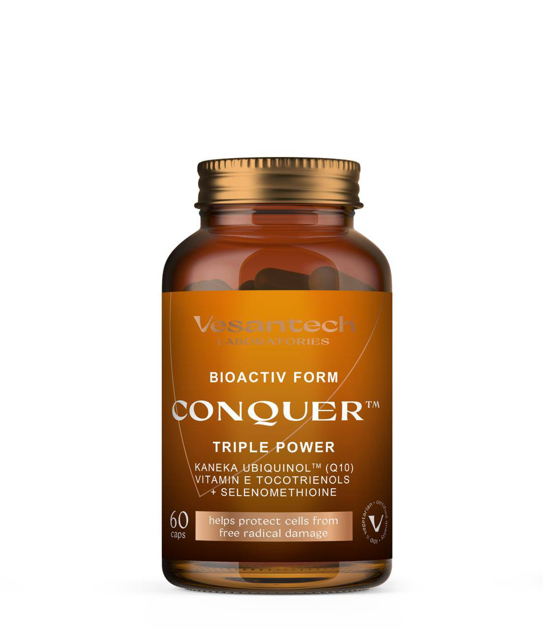 Conquer™  komplex, to je bioaktívny koenzým Q10 Ubiquinol od Kaneka™ pre dlhovekosť, energiu a ochranu buniek spolu s vitamínom E...