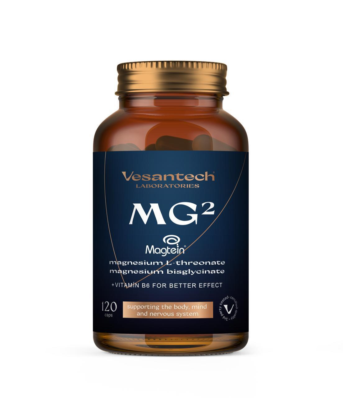 Vesantech MG2 (magnézium bisglycinate & magnézium L-Threonate Magtein®) je prémiové magnézium s dvoma účinnými formami horčíka, ktorý j...